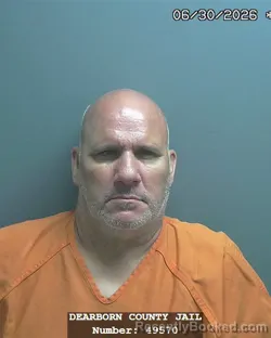 Mugshot of JEFFREY MICHAEL SAWYER booked in Dearborn County, Indiana on June 30, 2026