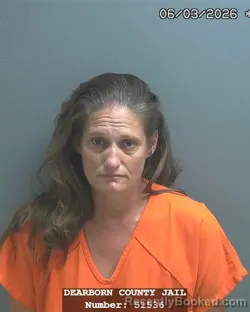 Mugshot of ELISHA FAYE GRIM booked in Dearborn County, Indiana on June 3, 2026