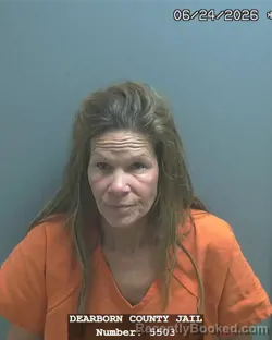 Mugshot of PHILIMENA ELIZABETH DABBS booked in Dearborn County, Indiana on June 24, 2026