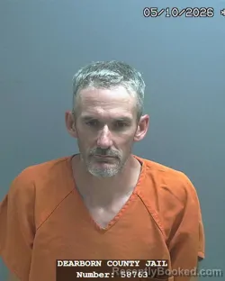 Mugshot of MARK DANIEL ZIMMERMAN booked in Dearborn County, Indiana on May 10, 2026