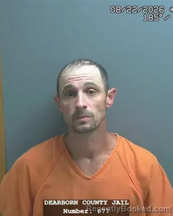 Mugshot of Scottie Dale Glosser booked in Dearborn County, Indiana on August 22, 2026