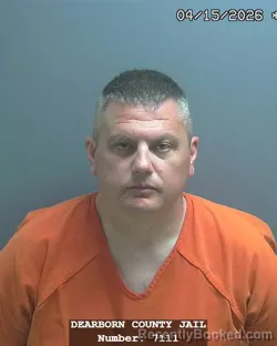 Mugshot of SCOTT WILLIAM SCHNEBELT booked in Dearborn County, Indiana on April 15, 2026