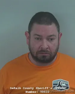 Mugshot of Dustin Thomas Hardesty booked in DeKalb County, Indiana on March 28, 2026