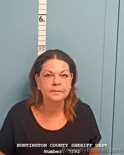 Mugshot of Angela Rae Bruce booked in Huntington County, Indiana on August 14, 2026