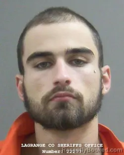 Mugshot of Ethan Wayne Gayhart booked in Lagrange County, Indiana on August 24, 2026