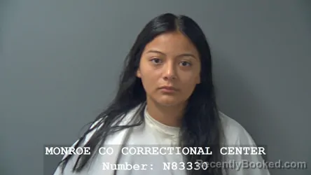 Mugshot of Vanesa Yamilet Vanegas Sanchez booked in Monroe County, Indiana on August 30, 2026