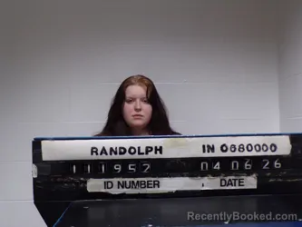 Mugshot of Kerry Grace Addington booked in Randolph County, Indiana on April 6, 2026