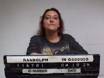 Mugshot of Maci Marquelle Atkinson booked in Randolph County, Indiana on April 19, 2026