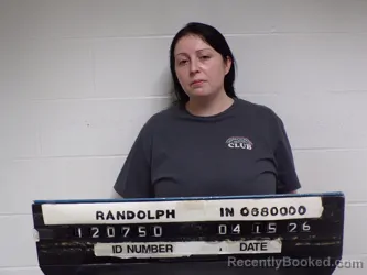 Mugshot of BRANDY Constance HICKS booked in Randolph County, Indiana on April 15, 2026