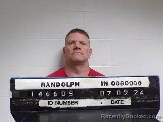 Mugshot of James Micheal Randall booked in Randolph County, Indiana on July 9, 2026