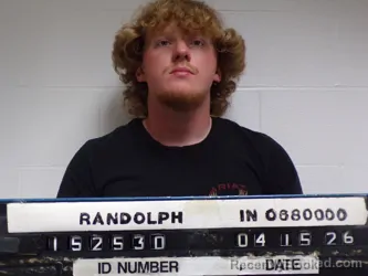 Mugshot of JAMES TANNER BYRGE booked in Randolph County, Indiana on April 15, 2026