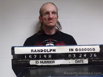 Mugshot of William Henry Adams booked in Randolph County, Indiana on March 24, 2026