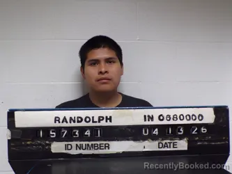 Mugshot of Juan Xeasig Gerardo booked in Randolph County, Indiana on April 13, 2026