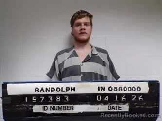 Mugshot of Trenton Gage Eugene Waits booked in Randolph County, Indiana on April 16, 2026