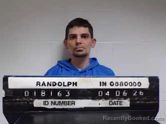 Mugshot of Kyle Scott Hartman booked in Randolph County, Indiana on April 6, 2026