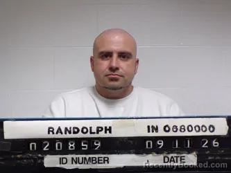 Mugshot of Ryan Matthew Reynolds booked in Randolph County, Indiana on September 11, 2026