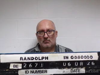 Mugshot of Randy Allan Burnett booked in Randolph County, Indiana on June 8, 2026