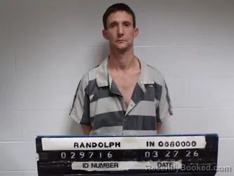 Mugshot of Devon D Cox booked in Randolph County, Indiana on March 27, 2026