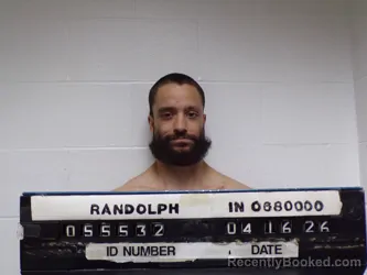 Mugshot of Elijah Jerold Dean Williams booked in Randolph County, Indiana on April 16, 2026