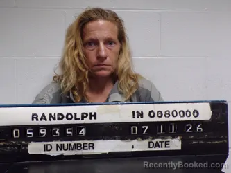 Mugshot of ASHLEY Ronielle GARRINGER booked in Randolph County, Indiana on July 11, 2026