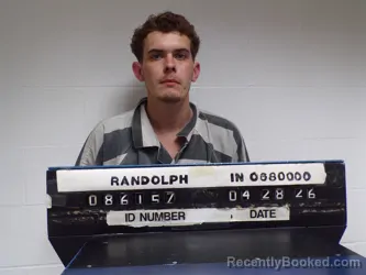 Mugshot of Riley Allen Randel Bowmer booked in Randolph County, Indiana on April 28, 2026
