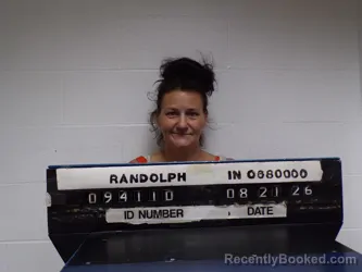 Mugshot of Pamela Lynn Baker booked in Randolph County, Indiana on August 21, 2026