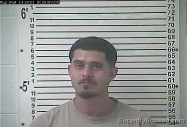 Mugshot of Leyver Dario Guzman Perez booked in Hardin County, Kentucky on September 5, 2026