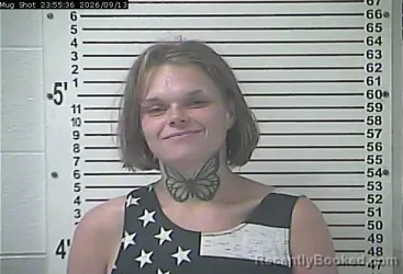 Mugshot of Maci Alaina Grizzell booked in Hardin County, Kentucky on September 14, 2026