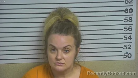 Mugshot of Ashley Stogner Burns booked in Forrest County, Mississippi on July 9, 2026