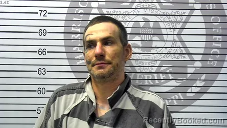 Mugshot of JUSTIN LEE DEFRIECE booked in Harrison County, Mississippi on May 6, 2026