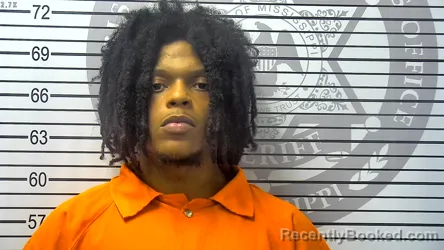Mugshot of DERRION JAQUAIL THOMAS booked in Harrison County, Mississippi on July 15, 2026