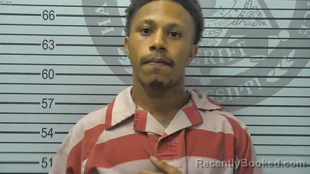 Mugshot of Isaiah Demarcus Caruthers booked in Harrison County, Mississippi on August 21, 2026