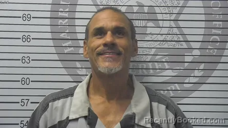 Mugshot of Deangelo Lynn Thompson booked in Harrison County, Mississippi on October 14, 2026