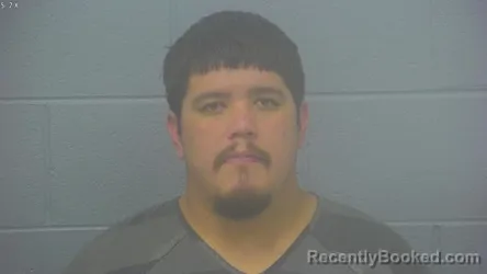 Mugshot of Andrew Serrano booked in Greene County, Missouri on August 6, 2026