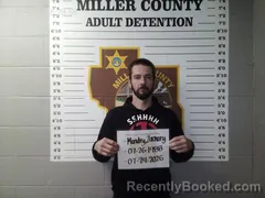 Mugshot of Zachary Allen Mandry booked in Miller County, Missouri on July 24, 2026