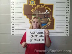 Mugshot of Amanda Ann Wall booked in Miller County, Missouri on July 29, 2026