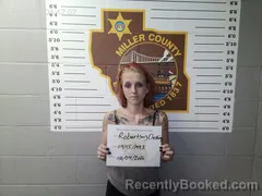 Mugshot of Destiny Raye Robertson booked in Miller County, Missouri on August 4, 2026
