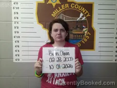Mugshot of Olivia June Burns booked in Miller County, Missouri on October 1, 2026
