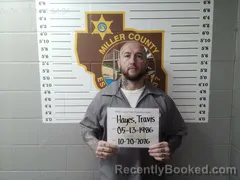 Mugshot of Travis Dwain Hayes booked in Miller County, Missouri on October 20, 2026