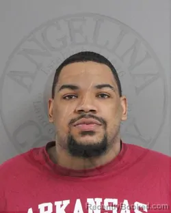 Mugshot of JAMARIOUS TRAVON MYERS booked in Angelina County, Texas on August 4, 2026