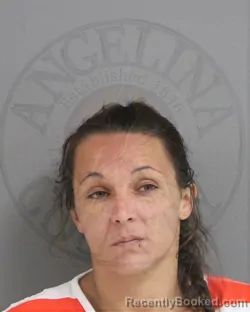 Mugshot of Cherry Hamm booked in Angelina County, Texas on August 25, 2026
