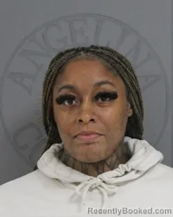 Mugshot of Tyquesha Nicole Pleasant booked in Angelina County, Texas on October 4, 2026