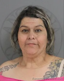 Mugshot of Edna Kaarina Sanchez booked in Angelina County, Texas on October 9, 2026