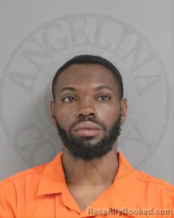 Mugshot of Daron Derrell Evans booked in Angelina County, Texas on October 24, 2026