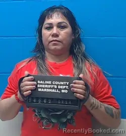 Mugshot of Abeli Marisol Monroy booked in Saline County, Missouri on September 24, 2026