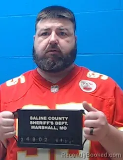 Mugshot of Justin Aaron Fox booked in Saline County, Missouri on April 24, 2026