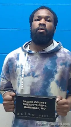 Mugshot of Larenz Wesley Moore booked in Saline County, Missouri on April 21, 2026