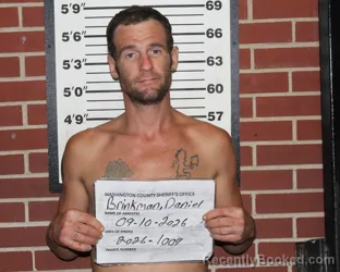 Mugshot of Daniel Travis Brinkman booked in Washington County, Missouri on September 9, 2026