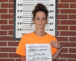 Mugshot of Hannah Elizabeth Reddick booked in Washington County, Missouri on August 16, 2026