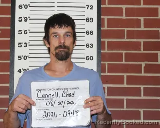 Mugshot of Chad Ryan Cannell booked in Washington County, Missouri on August 27, 2026